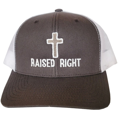 Raised Right Cross Gray & White Trucker Hat