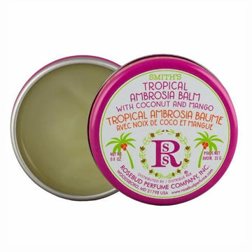 Rosebud's Tropical Ambrosia Lip Balm Tin Open