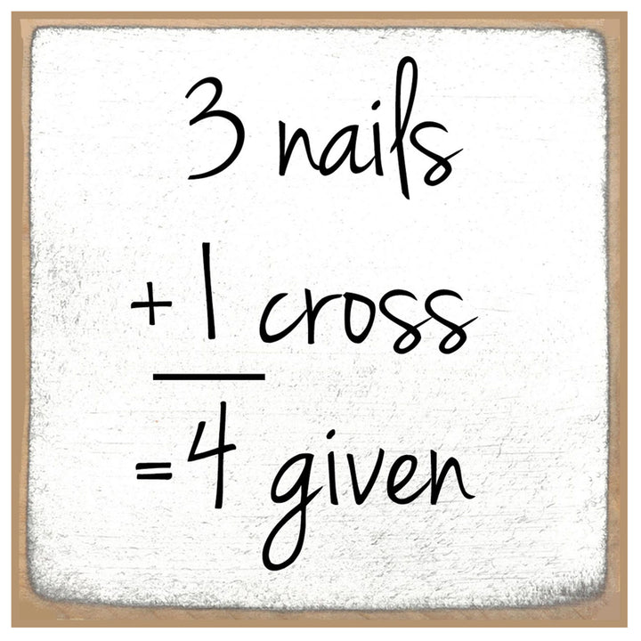 Print Block Wood Sign - 3 nails + 1 cross = 4 given
