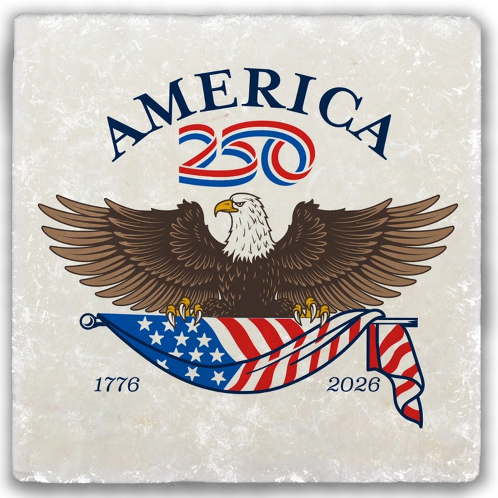 America 250th Birthday Eagle & Flag Stone Drink Coaster Officially Licensed