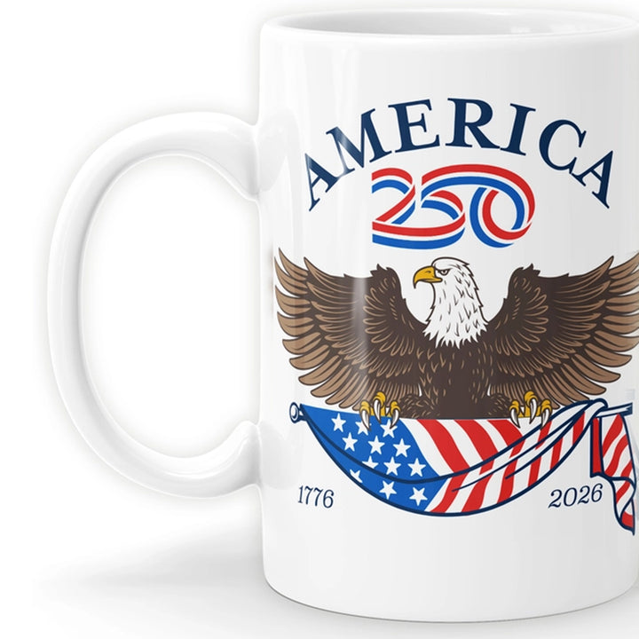 America 250th Birthday Eagle &amp; Flag White Coffee Mug
