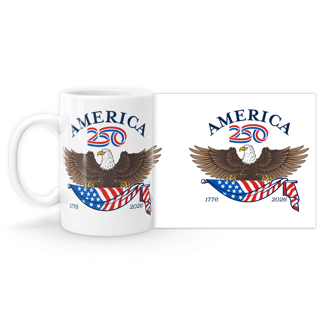 America 250th Birthday Eagle &amp; Flag White Coffee Mug