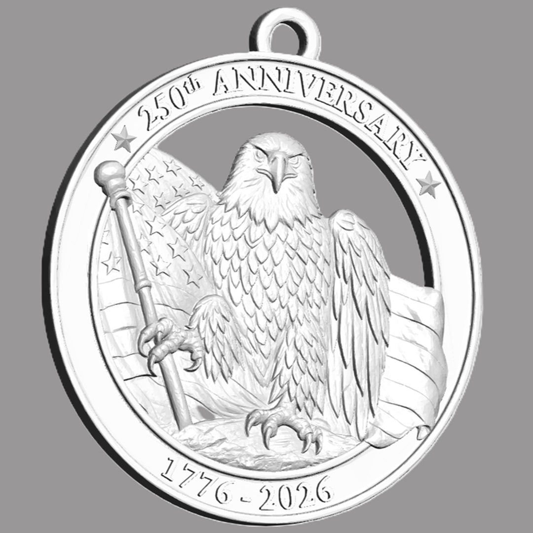 American Eagle and Flag 250th Anniversary Pewter Ornament