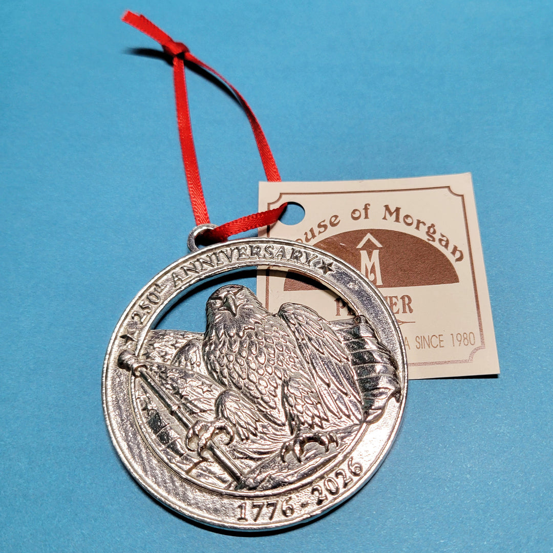 American Eagle and Flag 250th Anniversary Pewter Ornament