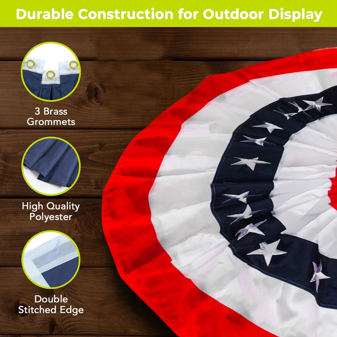 American Flag Embroidered Bunting 48" x 24" details.