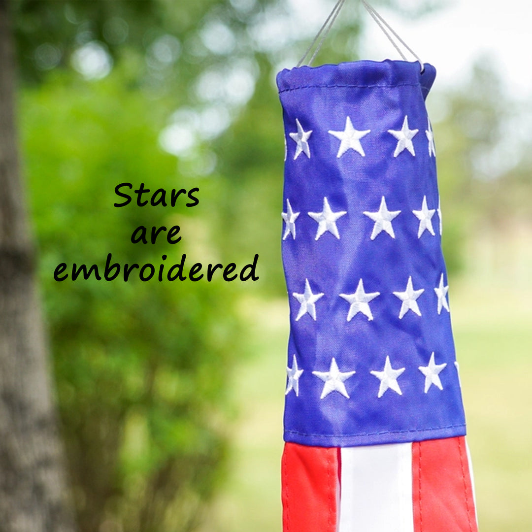 American Flag Embroidered 18" Mini Windsock