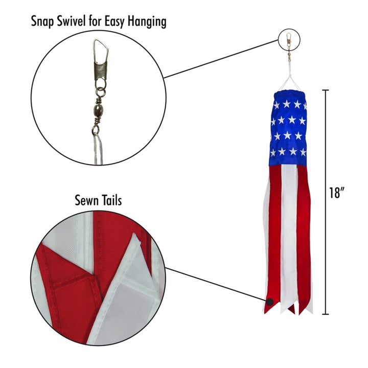 American Flag Embroidered 18" Mini Windsock
