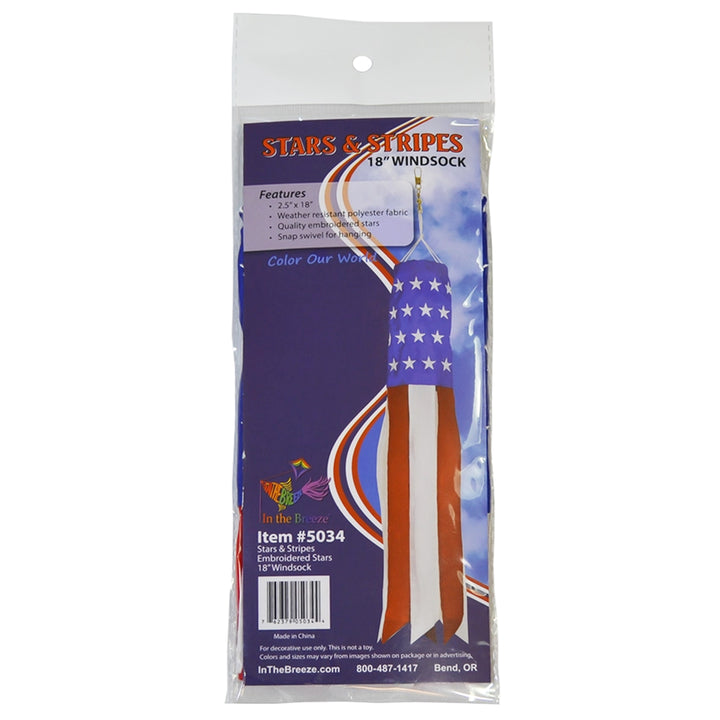 American Flag Embroidered 18" Mini Windsock