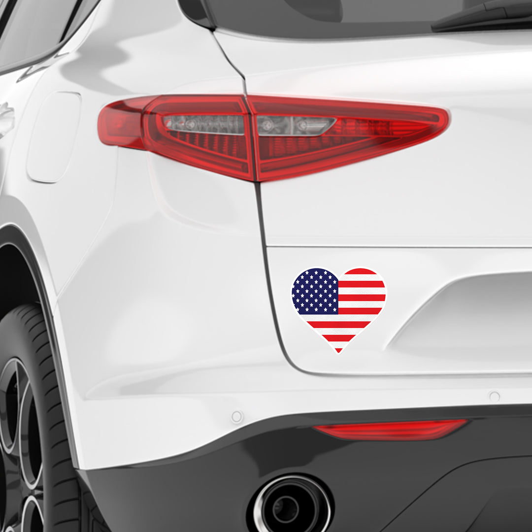 American Flag Heart Die Cut Vinyl Sticker Scene