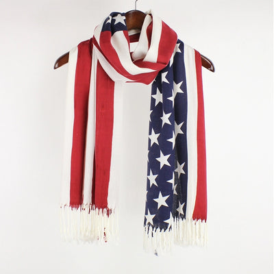 American Flag Pashmina Scarf With Fringe