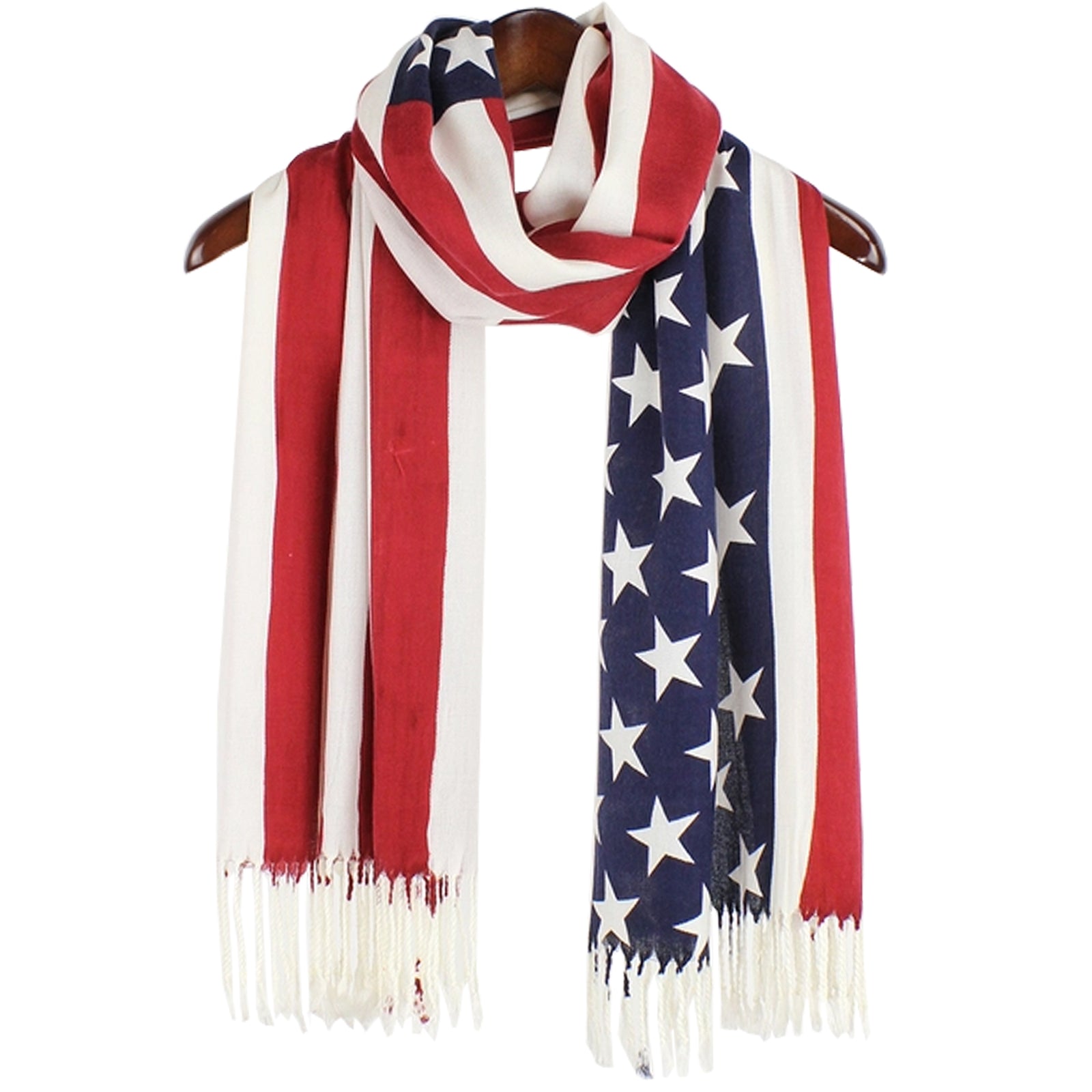 American Flag Pashmina Scarf With Fringe