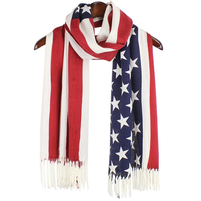 American Flag Pashmina Scarf With Fringe
