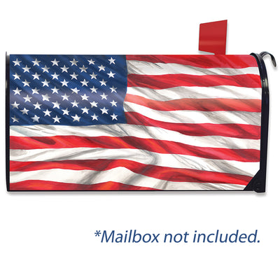 Waving American Flag Mailbox Cover