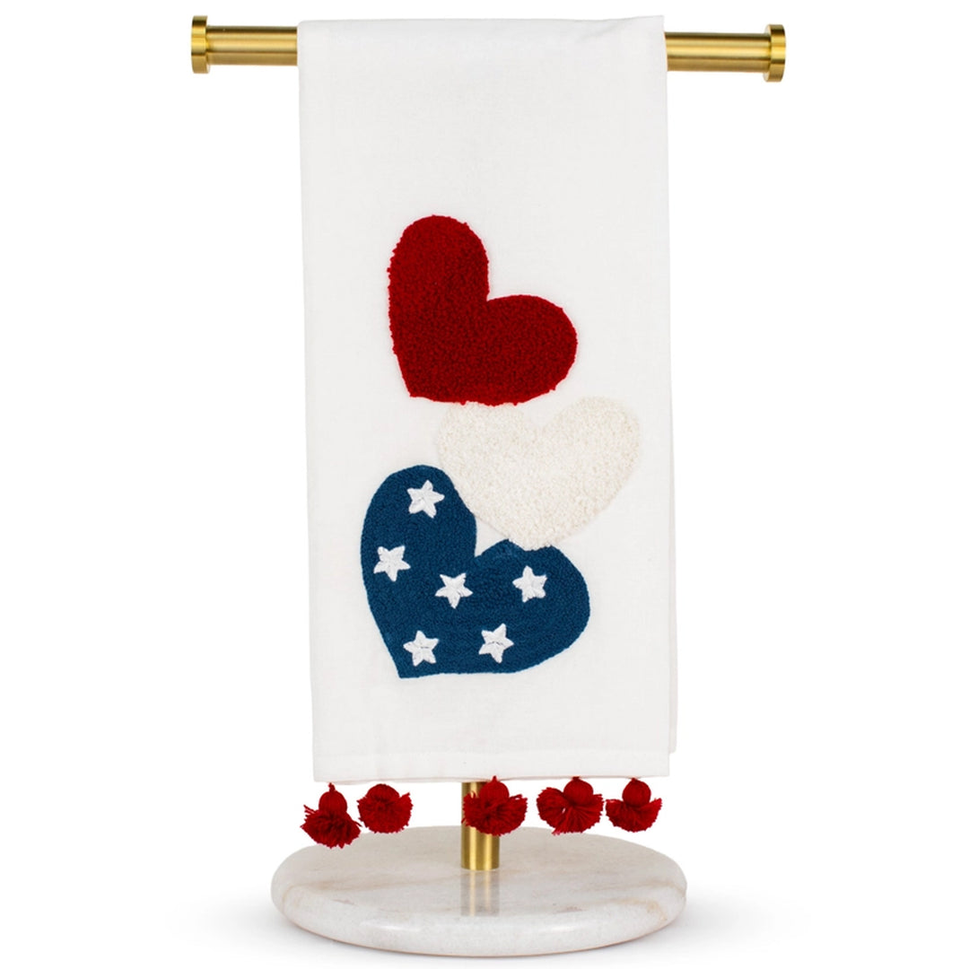 American Love Hearts Pom Pom Hand Towel