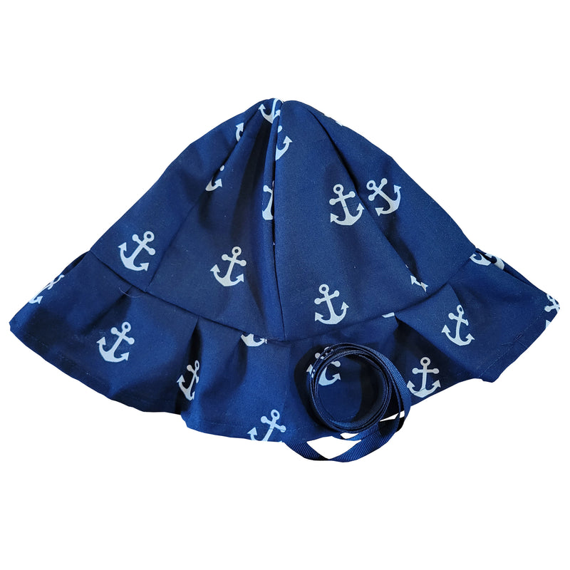 Baby Sun Hat - Anchors on Navy Blue