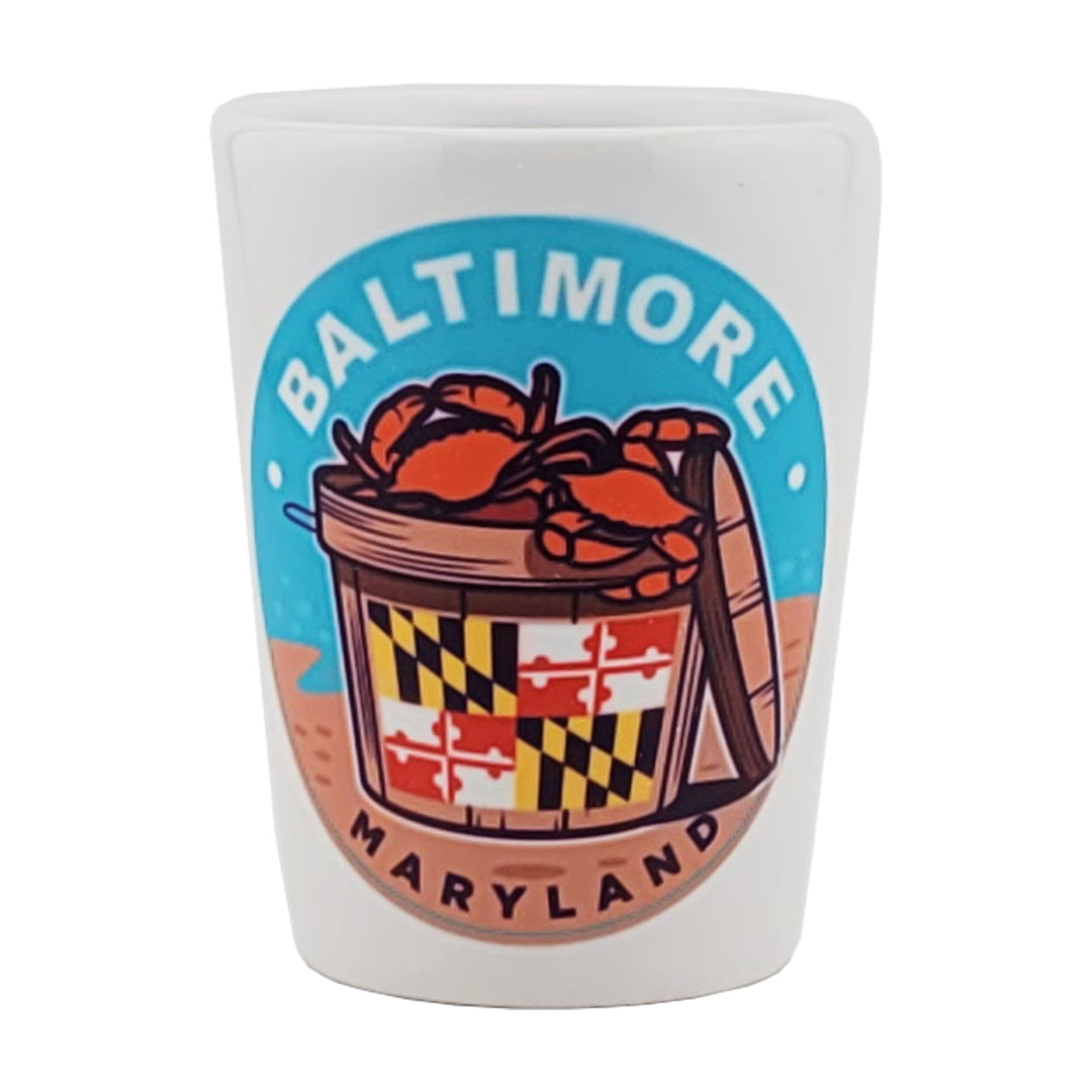 baltimore maryland crab bushel maryland flag shot glass