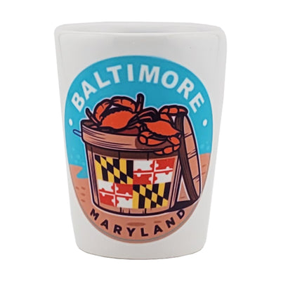 baltimore maryland crab bushel maryland flag shot glass