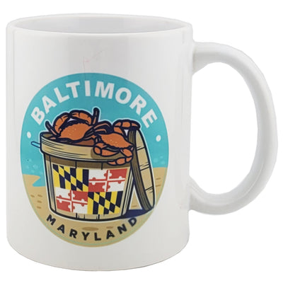 baltimore maryland crab bushel maryland flag coffee mug