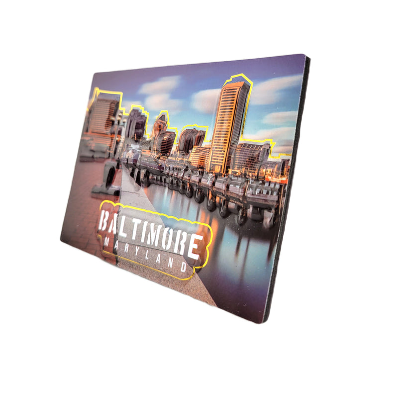 Baltimore Inner Harbor and Skyline Pop Out Magnet (side view)