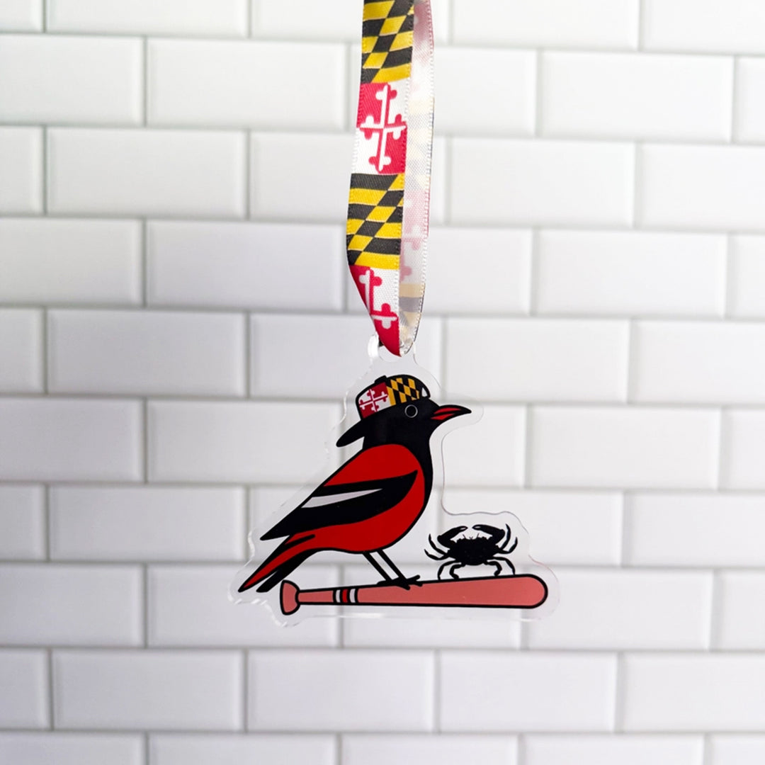 Baltimore Oriole and Crab Ornament.