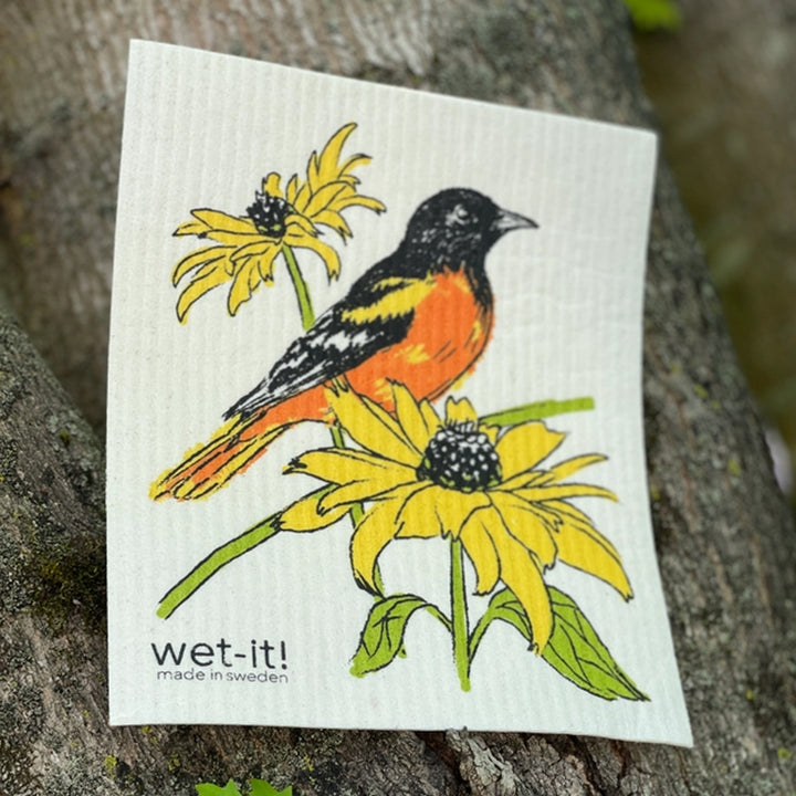 Baltimore Oriole Black Eyed Susan Swedish Dish Cloth.
