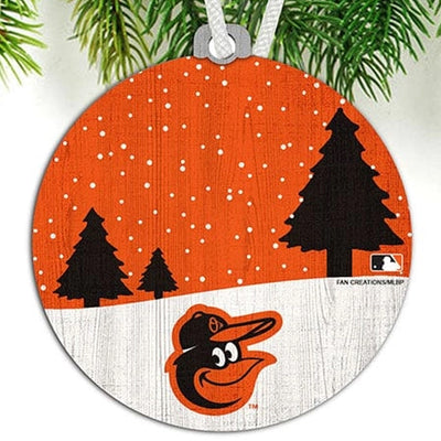 Baltimore Orioles Snow Scene Round Ornament