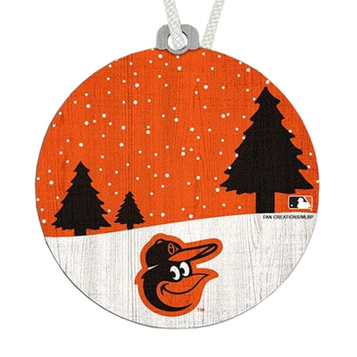 Baltimore Orioles Snow Scene Round Ornament