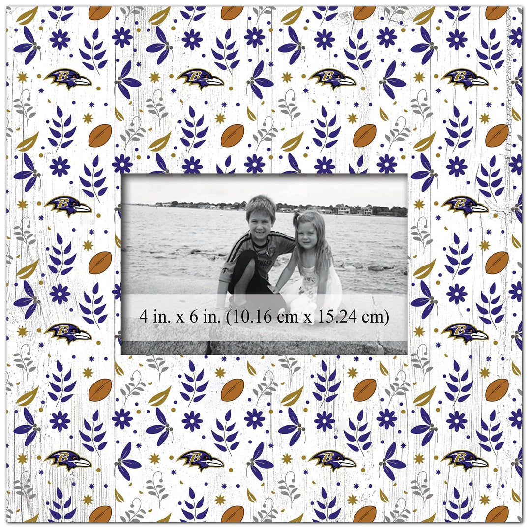 Baltimore Ravens Floral Pattern Picture Frame 10" x 10"