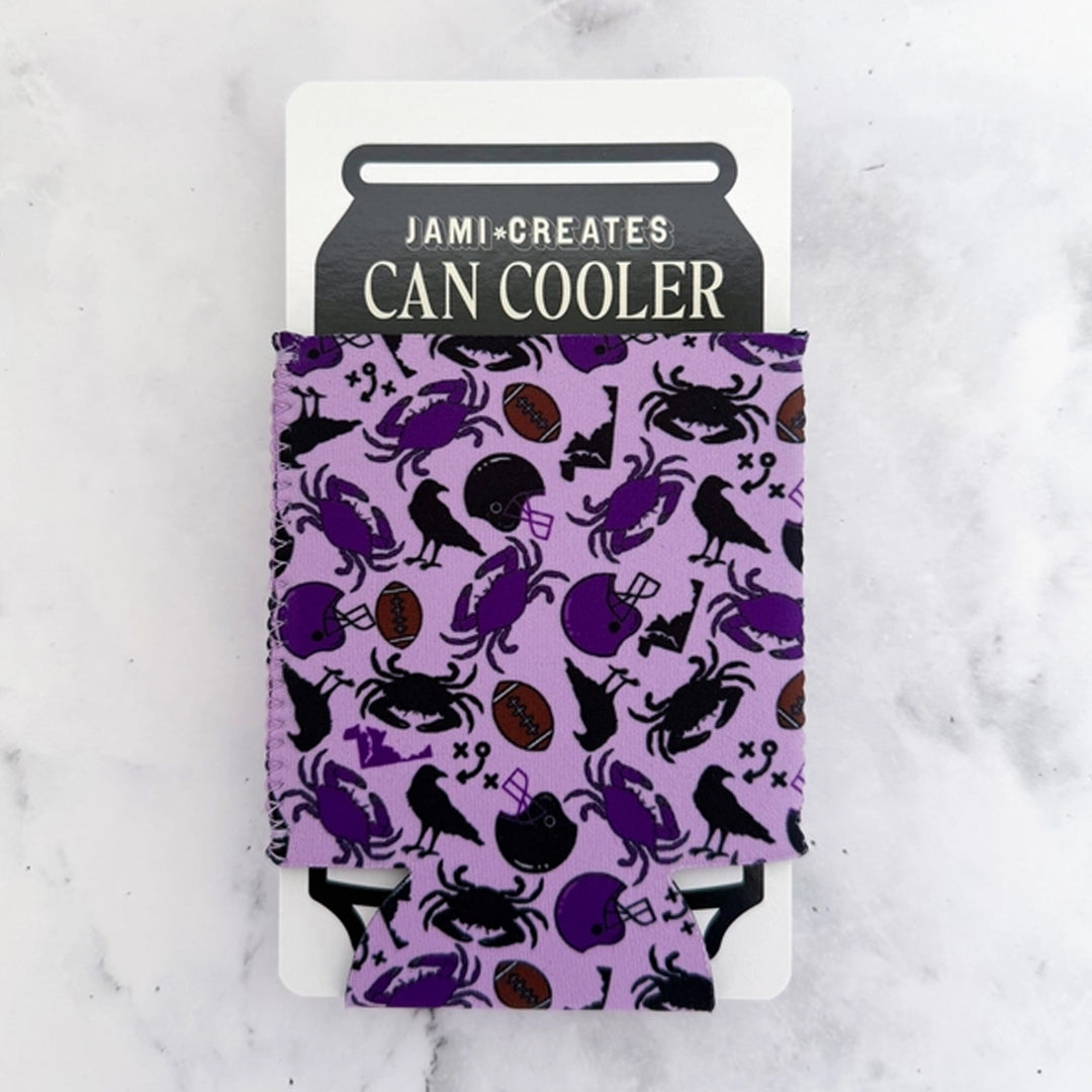 Baltimore Football Crabs and Ravens Purple Can Coolie.