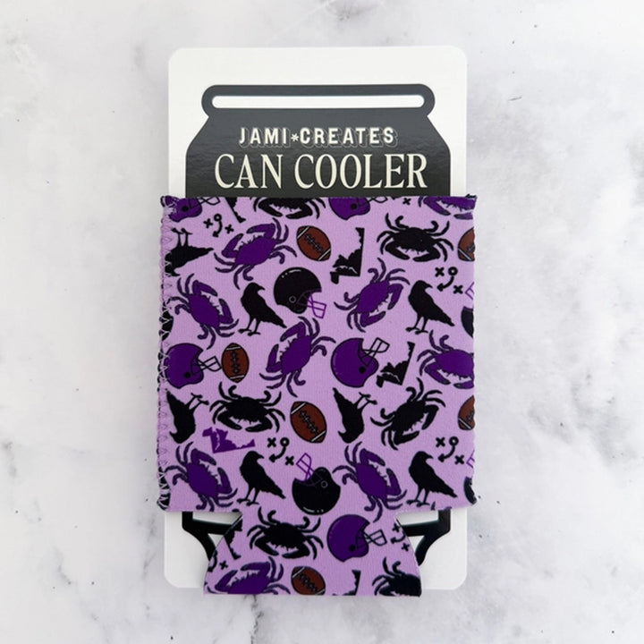 Baltimore Football Crabs and Ravens Purple Can Coolie.