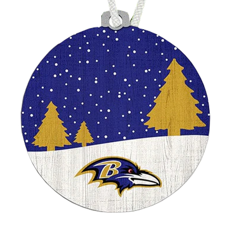 Baltimore Ravens Snow Scene Round Ornament