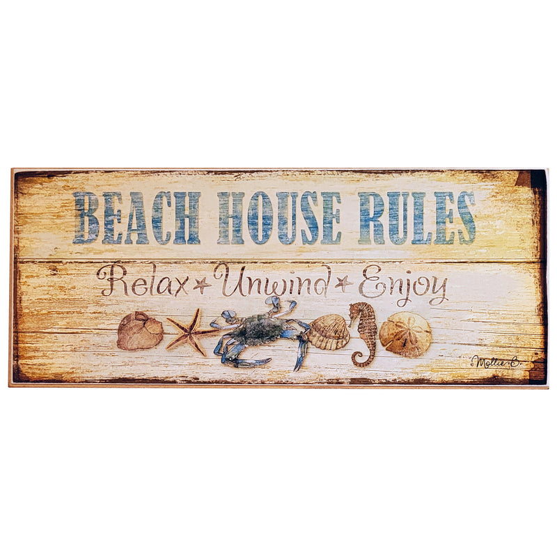 Print Block - Beach House Rules. Relax Unwind Enjoy.