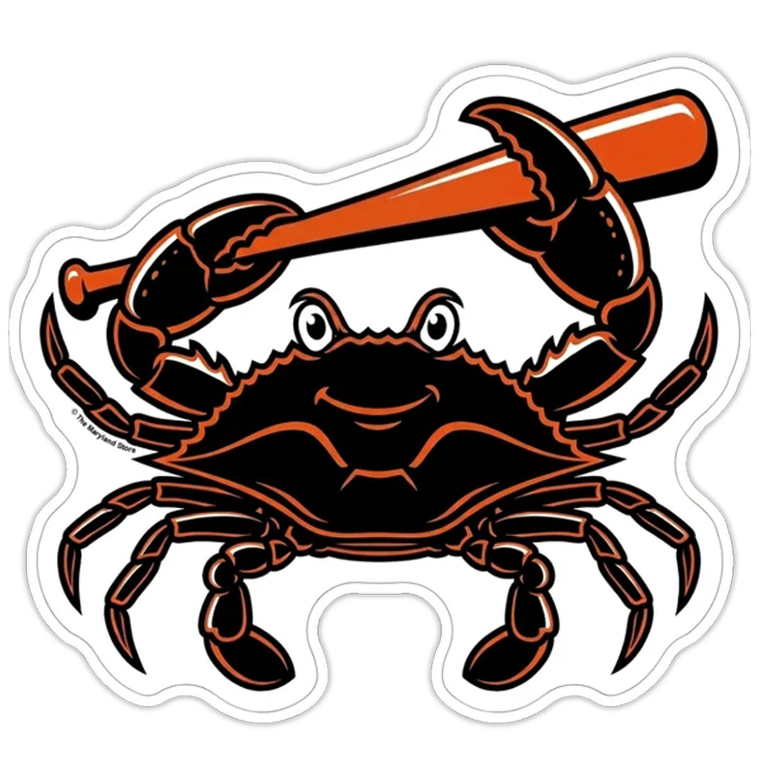 Black Crab and Orange Baseball Bat Die Cut Sticker