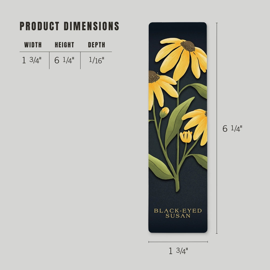 Black-Eyed Susans Metal Bookmark product dimensions.