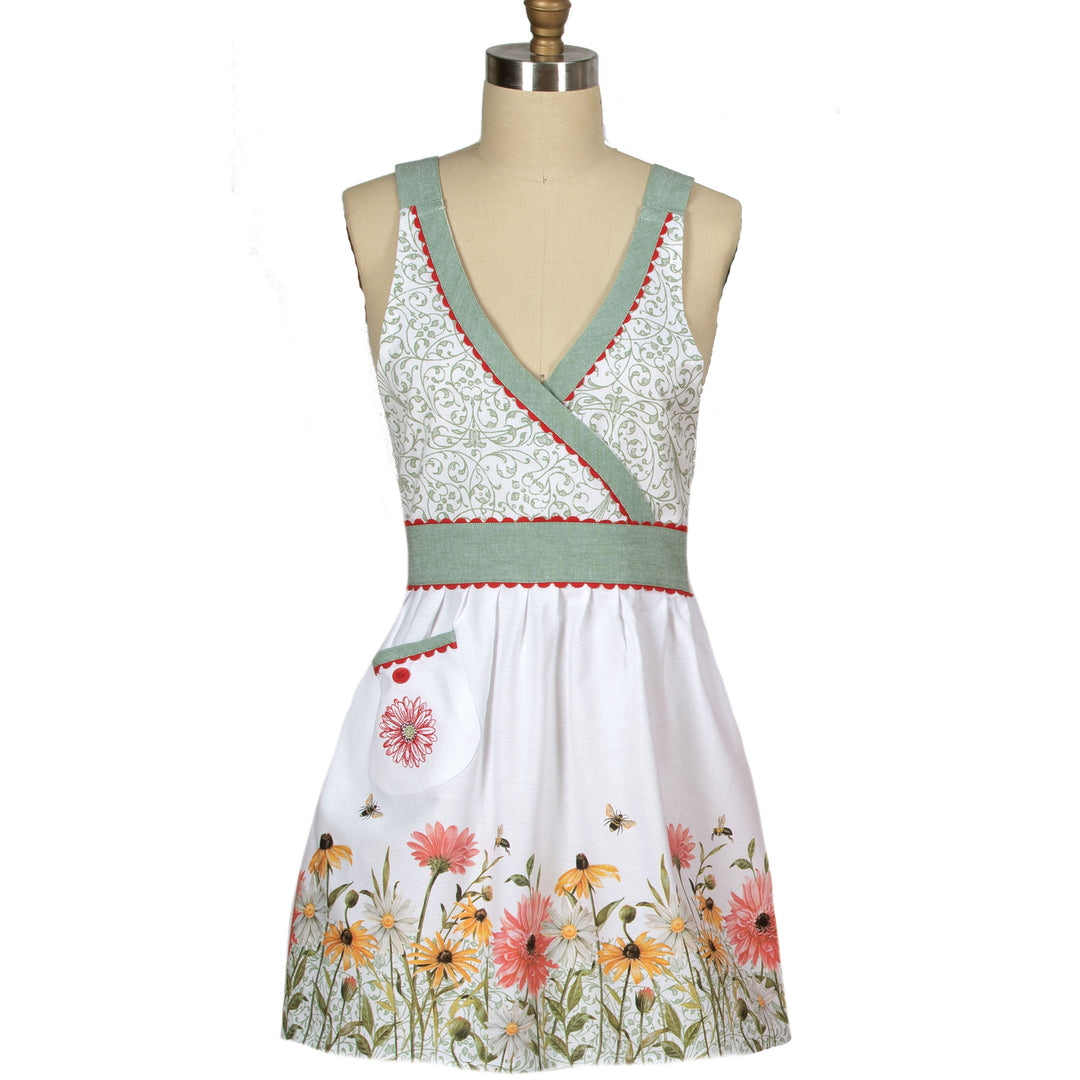 Black Eyed Susans Hostess Apron on mannequin