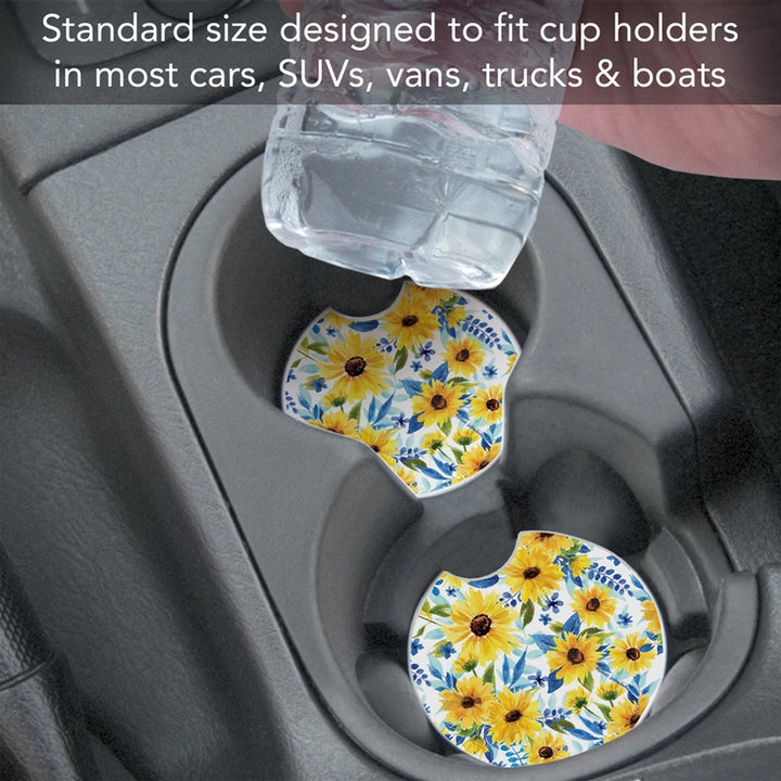 Black Eyed Susans Absorbent Stone Car Coaster