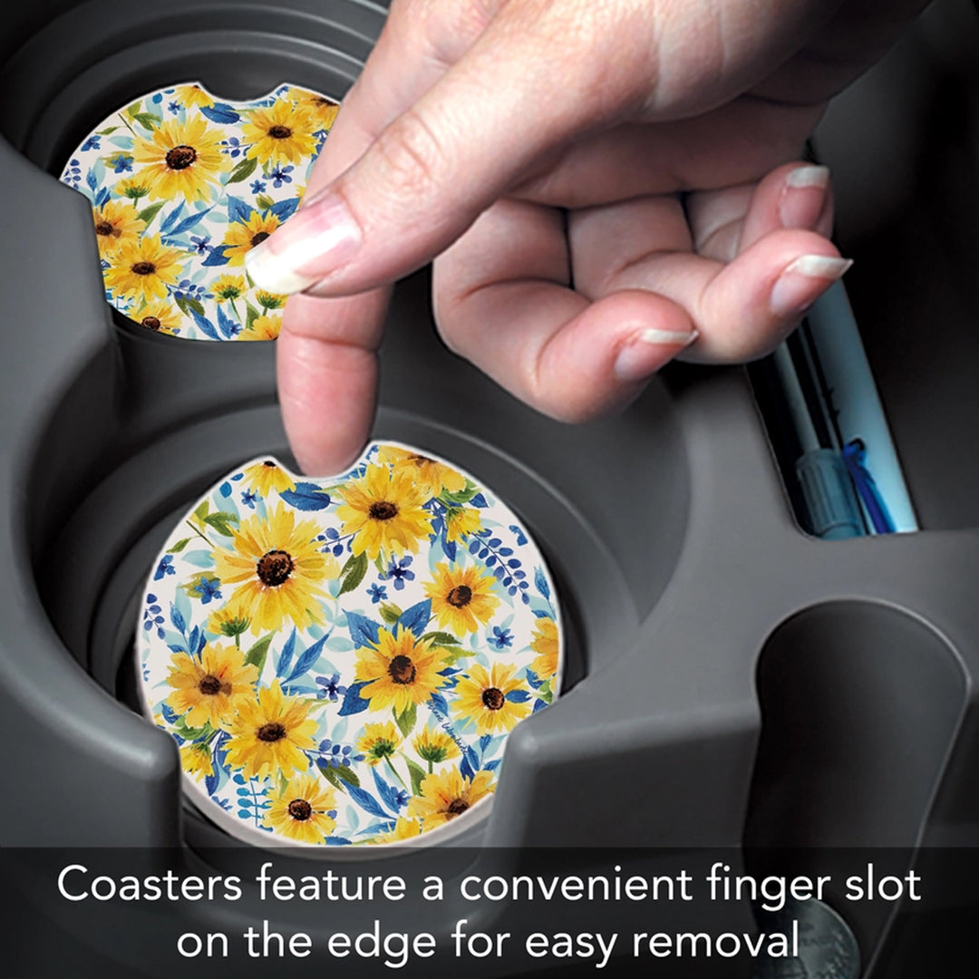 Black Eyed Susans Absorbent Stone Car Coaster