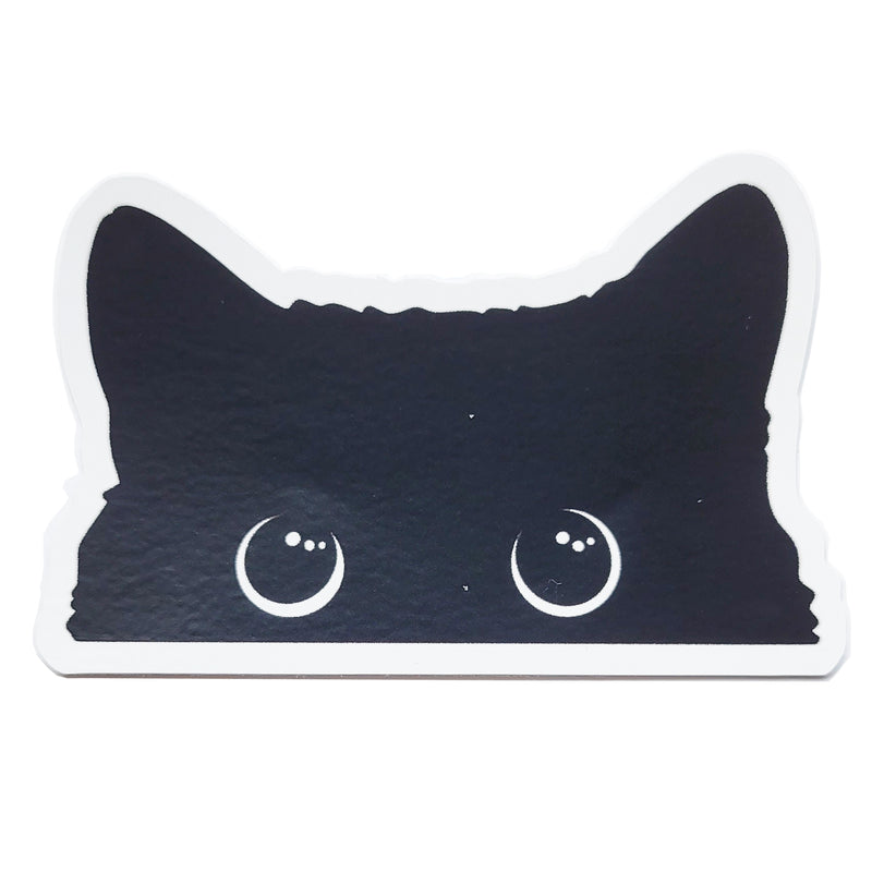 Black Cat Peeking Vinyl Sticker