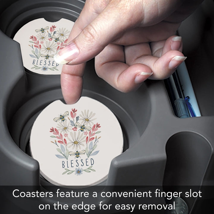 Blessed Flower Bouquet Absorbent Stone Car Coaster