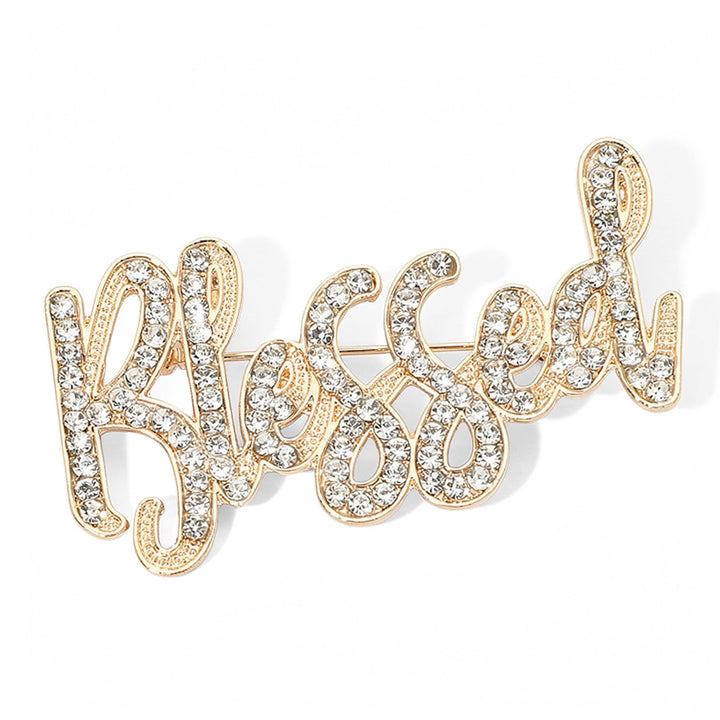 Blessed Rhinestone Pave Brooch Goldtone
