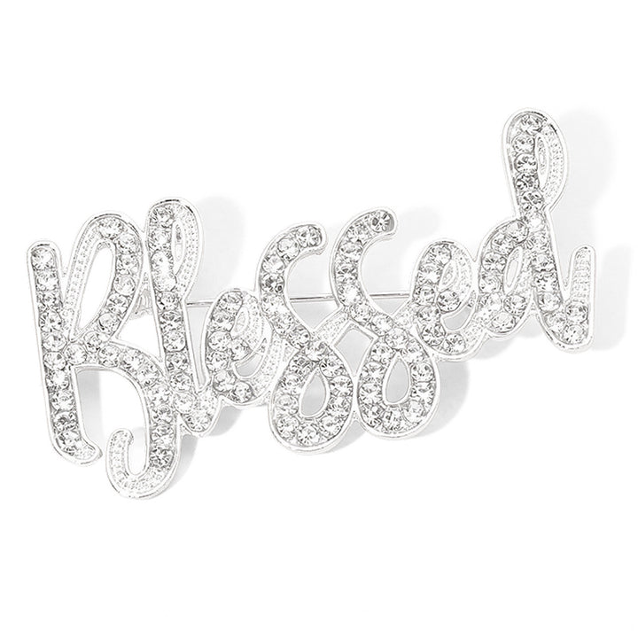 Blessed Rhinestone Pave Brooch Silvertone