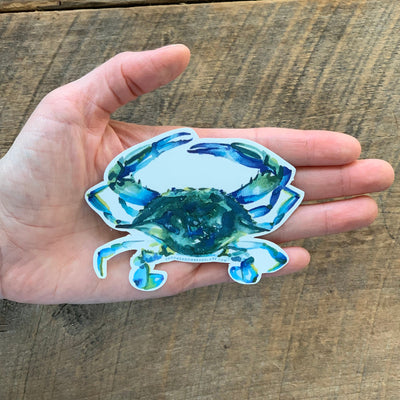 Blue Crab Original Art Die Cut Vinyl Sticker (scene)