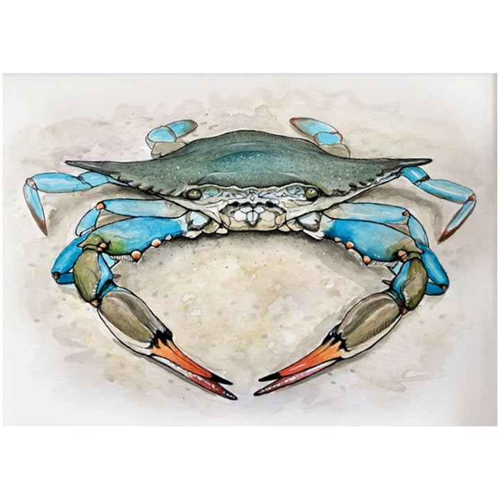 A blue crab art print by a small artist.