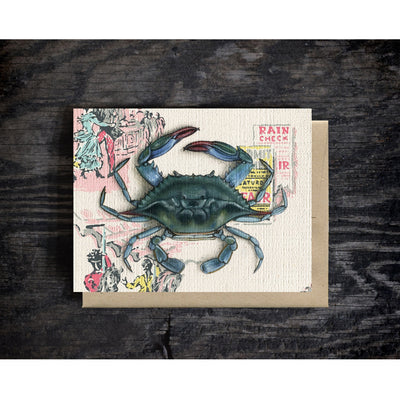 Blue Crab Art Textured Notecard Scene