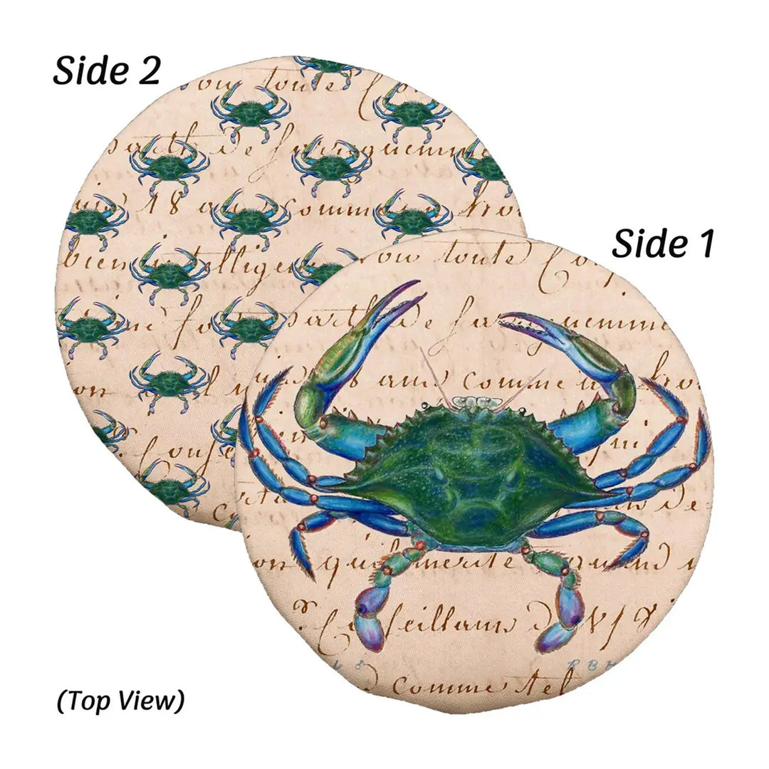 Blue Crab Script Bowl Cover