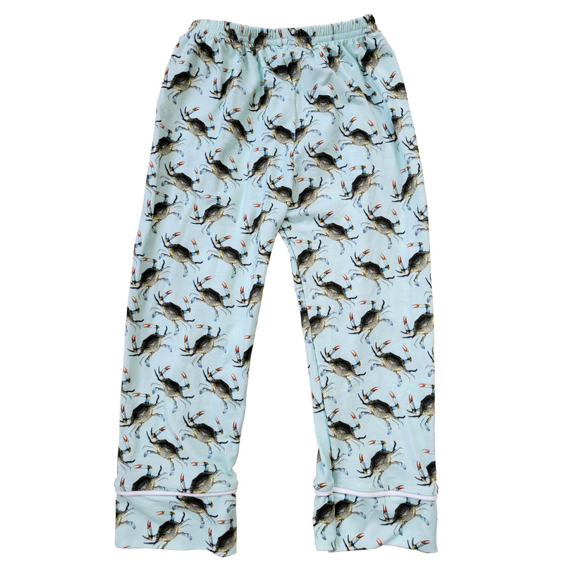 Blue Crab Button Down Pajama Pants