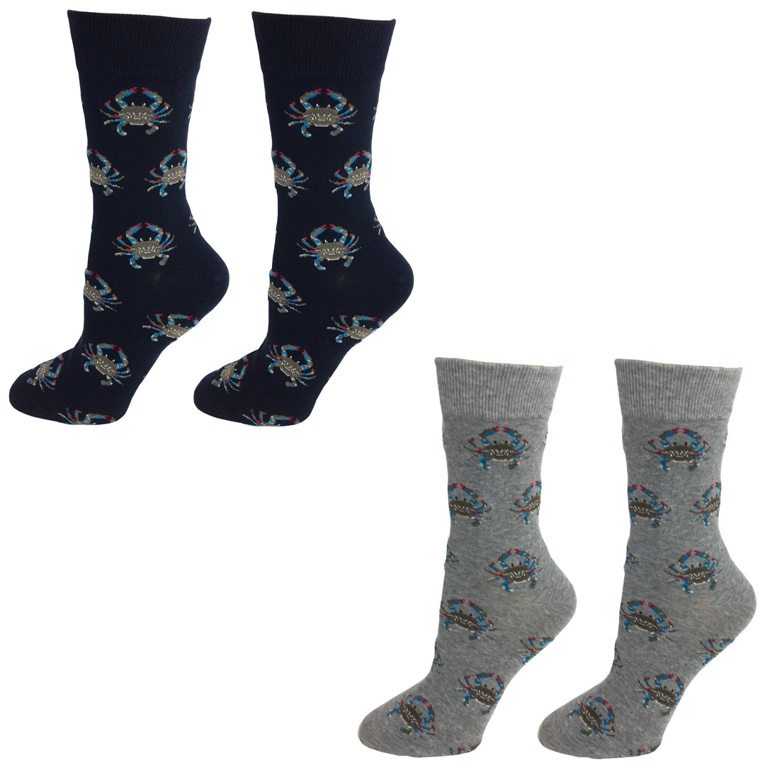 Blue Crab Crew Socks - Navy or Gray