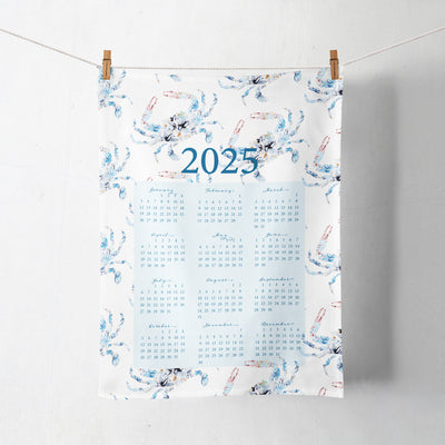 Blue Crab Floral 2025 Calendar Towel