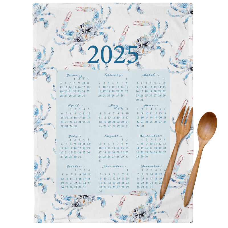 Blue Crab Floral 2025 Calendar Towel