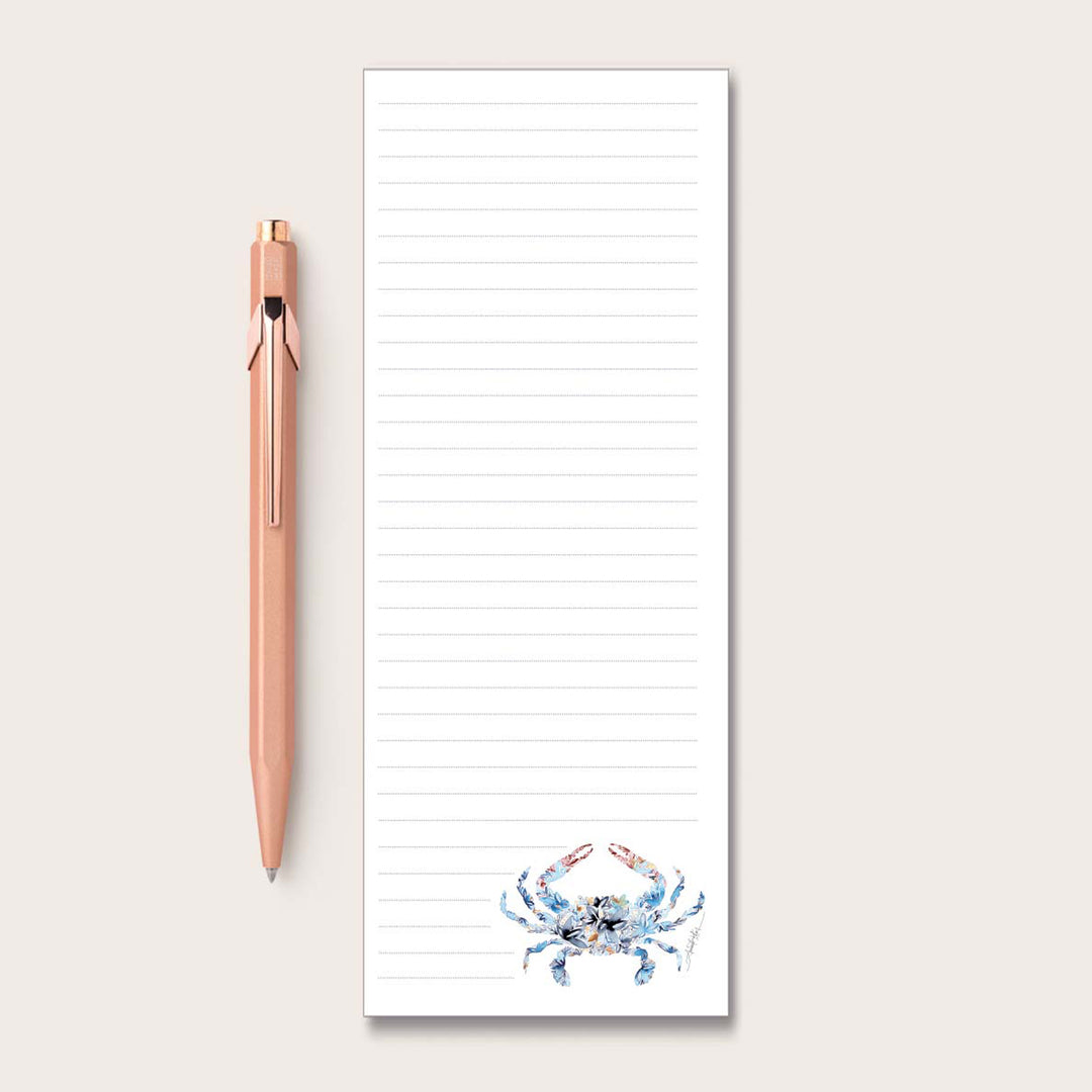 Blue Crab Floral Magnetic Notepad Scene
